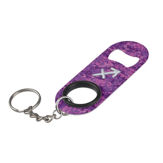 Sagittarius Zodiac Sign Fuchsia Digital Camouflage Mini Flessenopener (Voorkant Gekanteld)