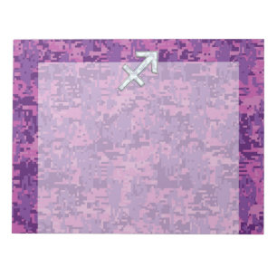 Sagittarius Zodiac Sign Fuchsia Digital Camouflage Notitieblok