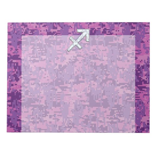 Sagittarius Zodiac Sign Fuchsia Digital Camouflage Notitieblok (Voorkant)