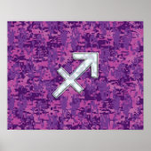 Sagittarius Zodiac Sign Fuchsia Digital Camouflage Poster (Voorkant)