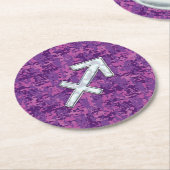 Sagittarius Zodiac Sign Fuchsia Digital Camouflage Ronde Kartonnen Onderzetter (Gebogen)