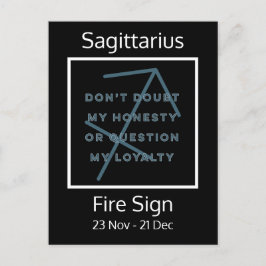 Sagittarius Zodiac Sign Fun Quote in Blue & White Briefkaart