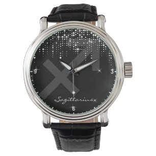 Sagittarius Zodiac Sign Glam Driving Glitter Rain Horloge
