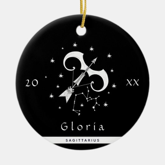 Sagittarius Zodiac Sign Horoscope Symbool Keramisch Ornament (Voorkant)