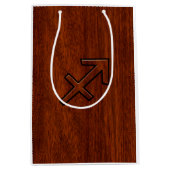 Sagittarius Zodiac Sign in Mahogany Brown Style Medium Cadeauzakje (Voorkant)