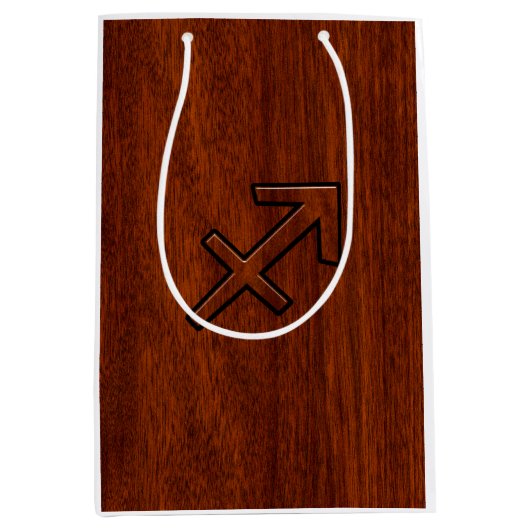 Sagittarius Zodiac Sign in Mahogany Brown Style Medium Cadeauzakje (Voorkant)