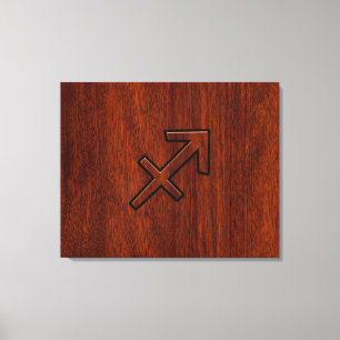 Sagittarius Zodiac Sign in Mahogany Style Canvas Afdruk