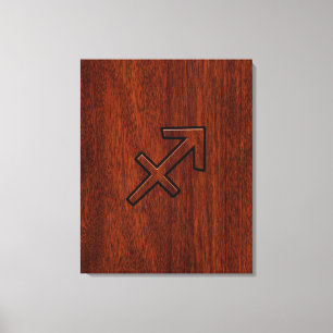 Sagittarius Zodiac Sign in Mahogany Style Canvas Afdruk