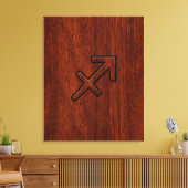 Sagittarius Zodiac Sign in Mahogany Style Canvas Afdruk (Insitu (Woonkamer))