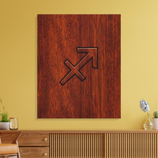 Sagittarius Zodiac Sign in Mahogany Style Canvas Afdruk (Insitu (Woonkamer))