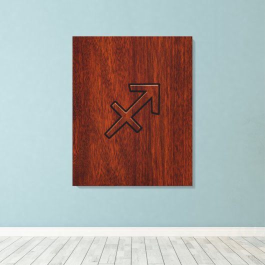 Sagittarius Zodiac Sign in Mahogany Style Canvas Afdruk (Insitu (Houten vloer))