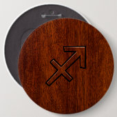 Sagittarius Zodiac Sign in Mahogany Style Ronde Button 6,0 Cm (Voorkant /achterkant)