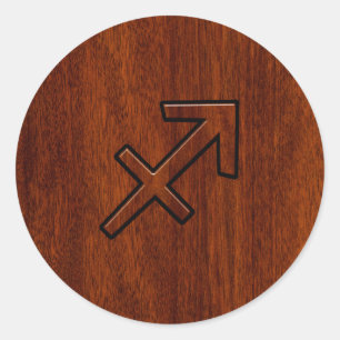 Sagittarius Zodiac Sign in Mahogany Style Ronde Sticker
