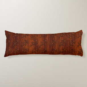 Sagittarius Zodiac Sign in Mahogany Wood Style Lichaamskussen