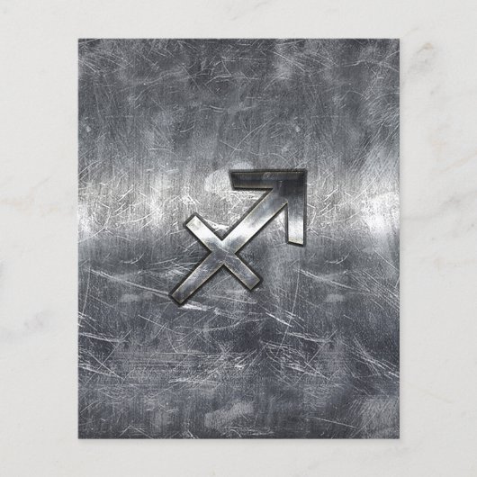 Sagittarius Zodiac Sign in Silver Steel look Flyer (Voorkant)