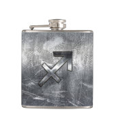 Sagittarius Zodiac Sign in Silver Steel look Heupfles (Voorkant)