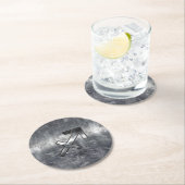 Sagittarius Zodiac Sign in Silver Steel look Ronde Kartonnen Onderzetter (Insitu)