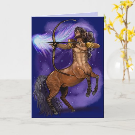 Sagittarius Zodiac Sign Kaart (Gele Bloem)