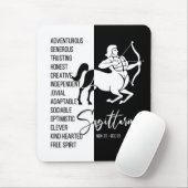Sagittarius Zodiac Sign Mousepad, zwart-wit Muismat (Met muis)