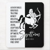Sagittarius Zodiac Sign Mousepad, zwart-wit Muismat (Voorkant)