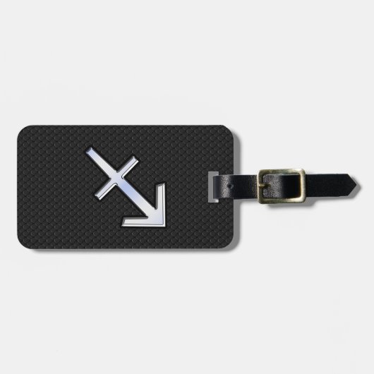 Sagittarius Zodiac Sign on Black Snake Skin Decor Bagagelabel (Voorkant horizontaal)