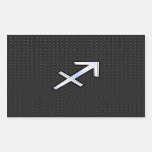 Sagittarius Zodiac Sign on Black Snake Skin Decor Rechthoekige Sticker