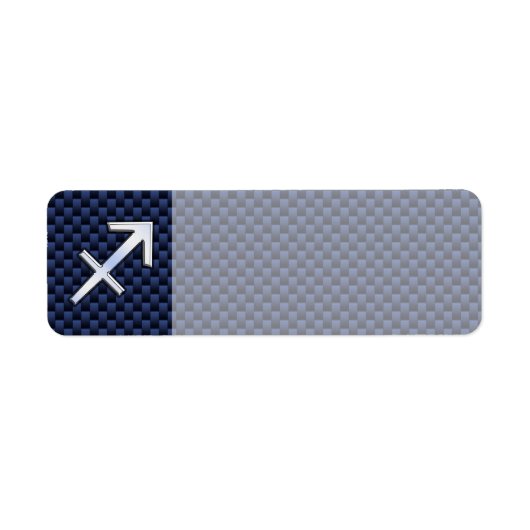 Sagittarius Zodiac Sign on Blue Carbon Fiber Print Etiket (Voorkant)