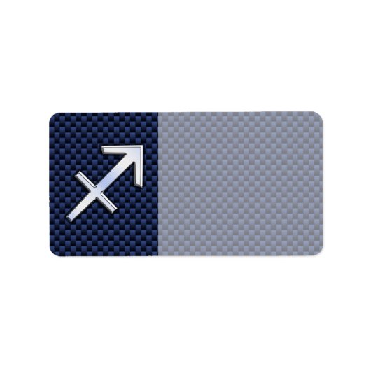Sagittarius Zodiac Sign on Blue Carbon Fiber Print Etiket (Voorkant)