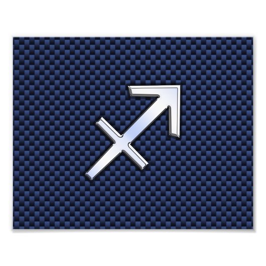 Sagittarius Zodiac Sign on Blue Carbon Fiber Print Foto Afdruk (Voorkant)