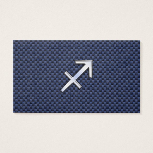 Sagittarius Zodiac Sign on Blue Carbon Fiber Print Visitekaartjes (Voorkant)
