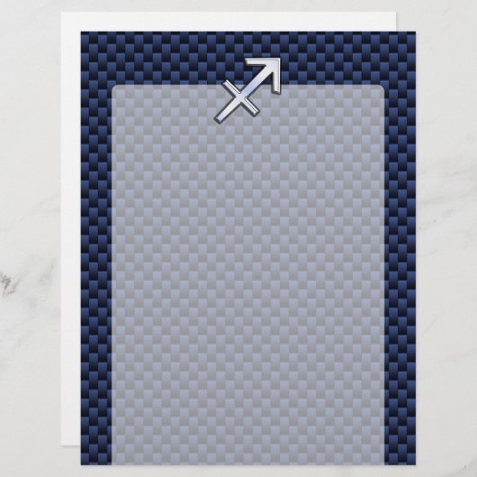Sagittarius Zodiac Sign on Blue Carbon Fiber Style (Voorkant / Achterkant)