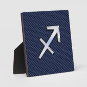 Sagittarius Zodiac Sign on Blue Carbon Fiber Style Fotoplaat (Voorkant)