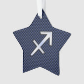 Sagittarius Zodiac Sign on Blue Carbon Fiber Style Ornament (voorkant)