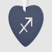 Sagittarius Zodiac Sign on Blue Carbon Fiber Style Ornament (voorkant)
