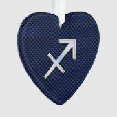Sagittarius Zodiac Sign on Blue Carbon Fiber Style Ornament (voorkant)
