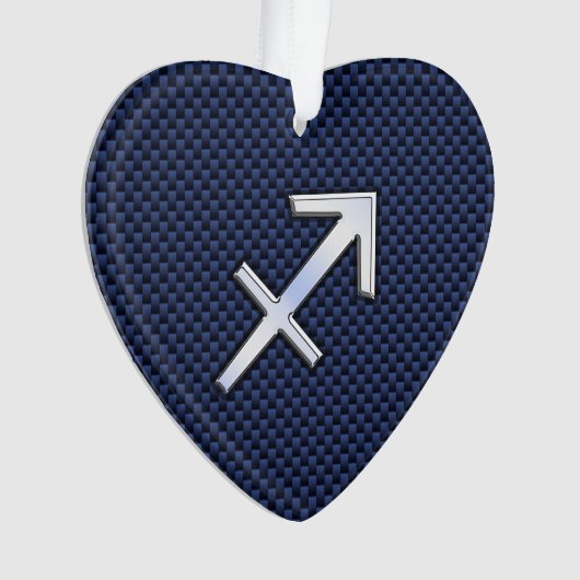 Sagittarius Zodiac Sign on Blue Carbon Fiber Style Ornament (voorkant)