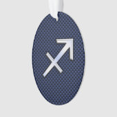 Sagittarius Zodiac Sign on Blue Carbon Fiber Style Ornament (voorkant)
