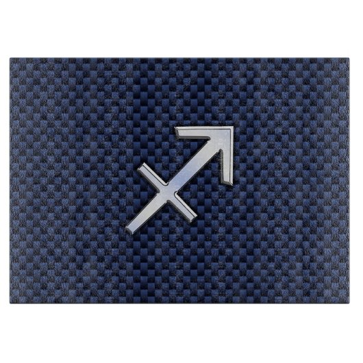 Sagittarius Zodiac Sign on Blue Carbon Fiber Style Snijplank (Voorkant)