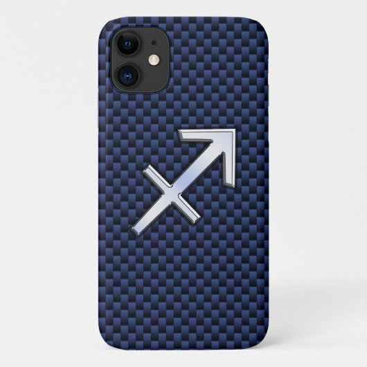 Sagittarius Zodiac Sign on Navy Carbon Print Case-Mate iPhone Case (Achterkant)