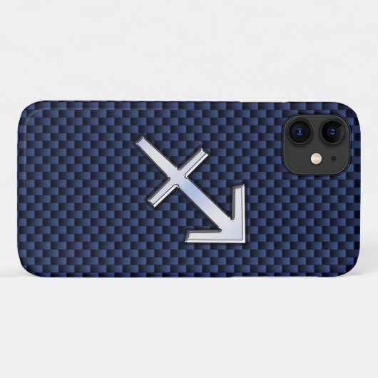 Sagittarius Zodiac Sign on Navy Carbon Print Case-Mate iPhone Case (Achterkant (horizontaal))