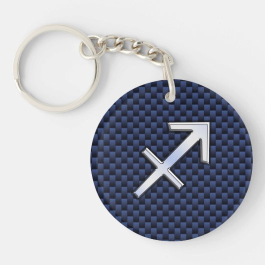 Sagittarius Zodiac Sign on Navy Carbon Print Sleutelhanger (Voorkant)