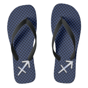 Sagittarius Zodiac Sign on Navy Carbon Print Teenslippers