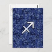 Sagittarius Zodiac Sign on Navy Digital Camo Briefkaart (Voorkant / Achterkant)