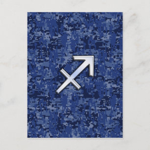 Sagittarius Zodiac Sign on Navy Digital Camo Briefkaart