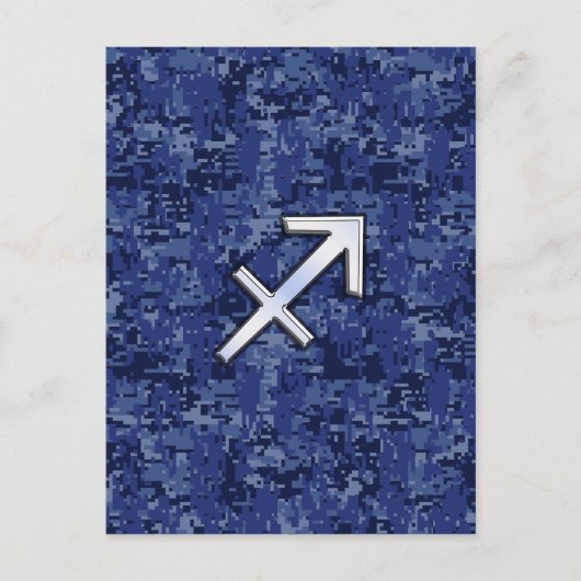 Sagittarius Zodiac Sign on Navy Digital Camo Briefkaart (Voorkant)