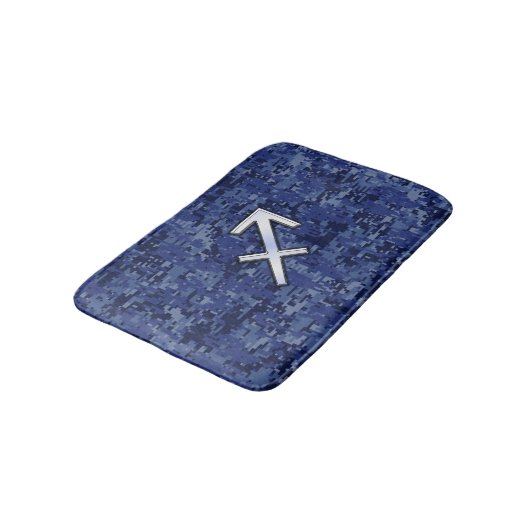 Sagittarius Zodiac Sign on Navy Digital Camouflage Badmat (Gekanteld)