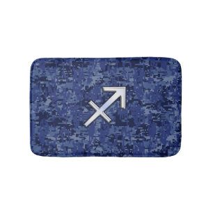 Sagittarius Zodiac Sign on Navy Digital Camouflage Badmat