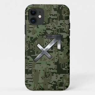 Sagittarius Zodiac Sign on Olive Woodland Camo Case-Mate iPhone Case