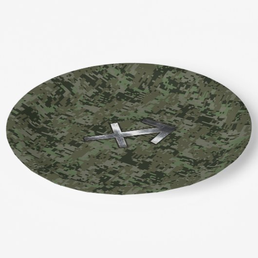 Sagittarius Zodiac Sign on Woodland Camouflage Papieren Bordje (Gekanteld)