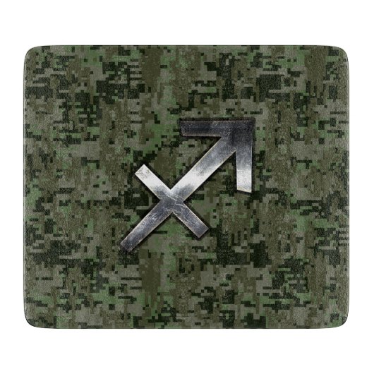 Sagittarius Zodiac Sign on Woodland Digital Camo Snijplank (Voorkant)